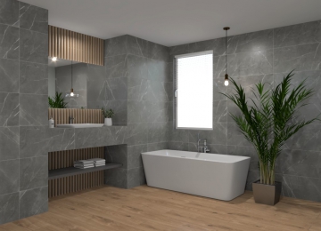 Badkamer marmer met hout